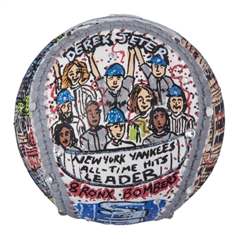 Derek Jeter Autographed Hand Painted Pop Art Baseball by Artist Charles Fazzino (MLB Authenticated & Steiner)